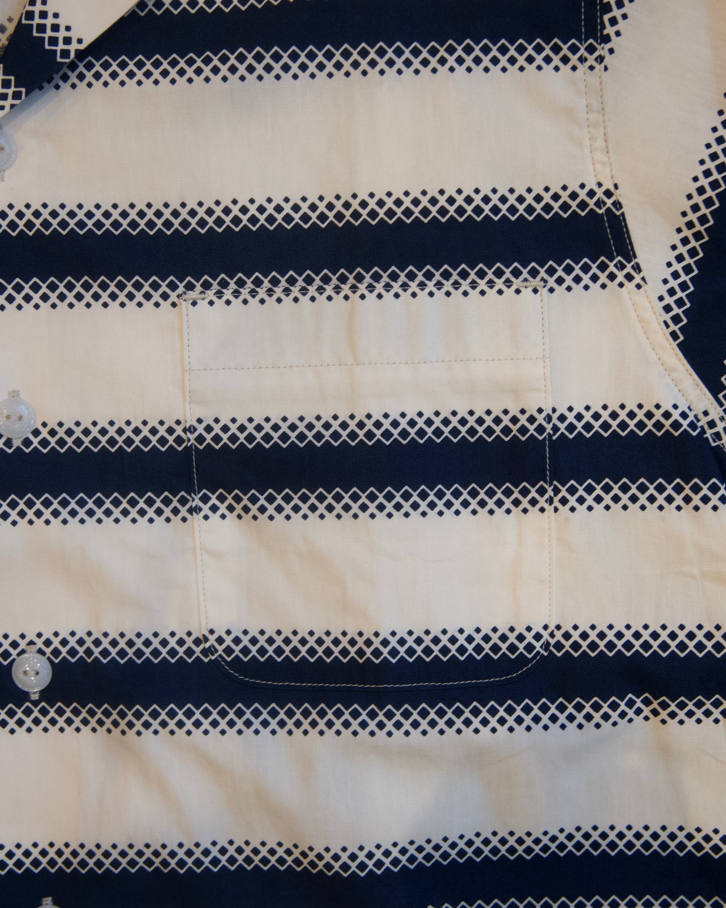 【BIG YANK】 U54 QLS SHIRTS GEOMETRY BORDER / NAVY