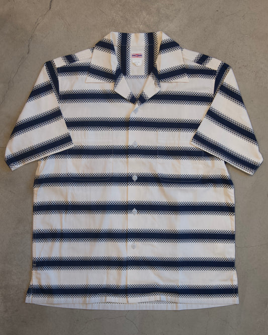 【BIG YANK】 U54 QLS SHIRTS GEOMETRY BORDER / NAVY